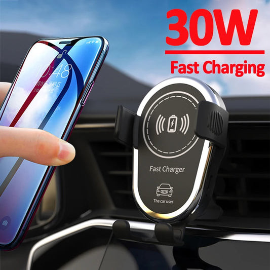 30W Car Wireless Charger with Phone Holder Stand